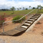 Rail and steps up embankment