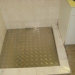 Photo of checkerplate shower base insert